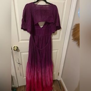 Free People Dont You Want Me Baby Maxi Dip Dyed Purple Pink Large